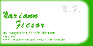 mariann ficsor business card